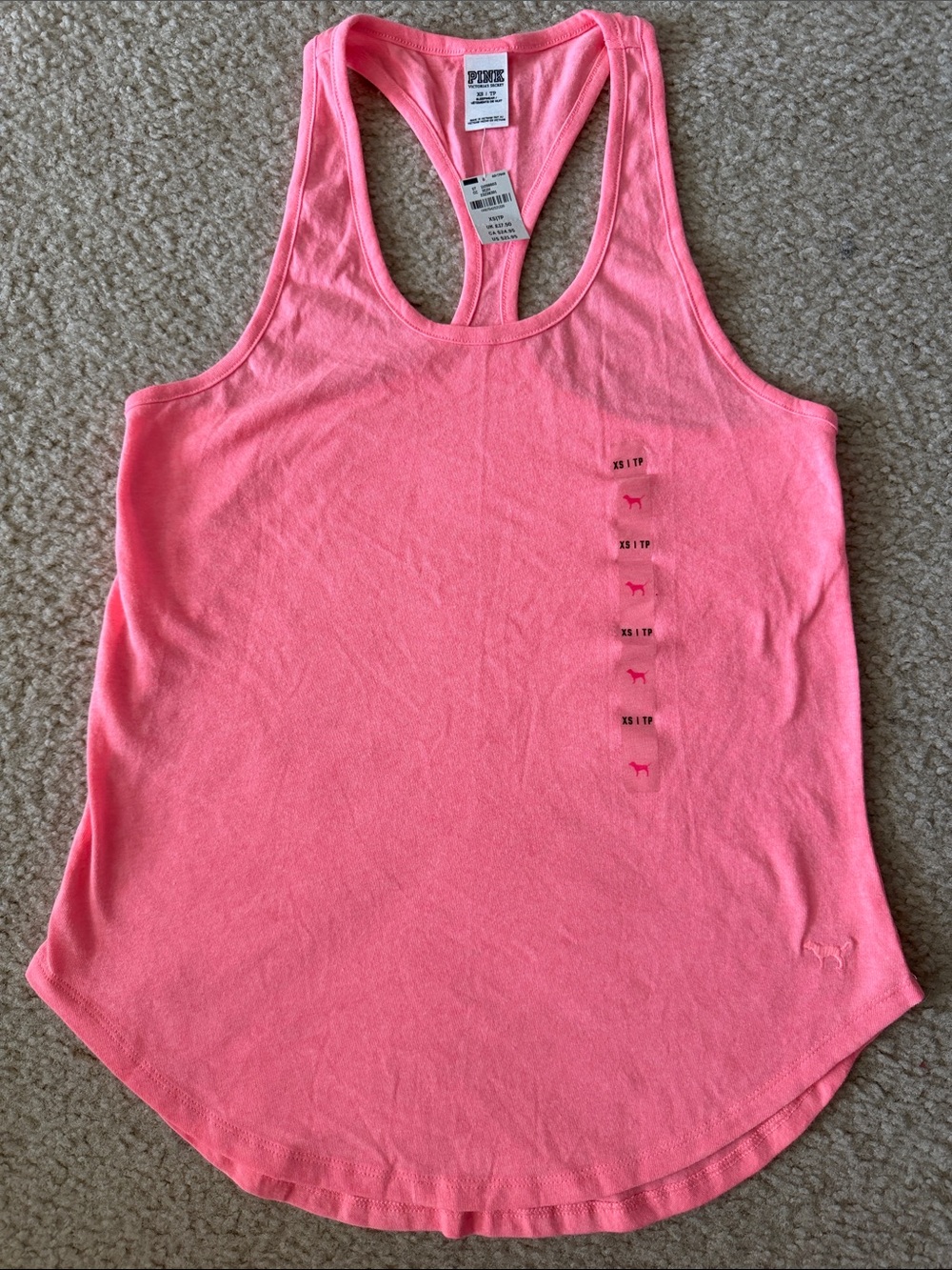 PINK Victoria's Secret Bright Coral Racerback Tank Size XS NWT